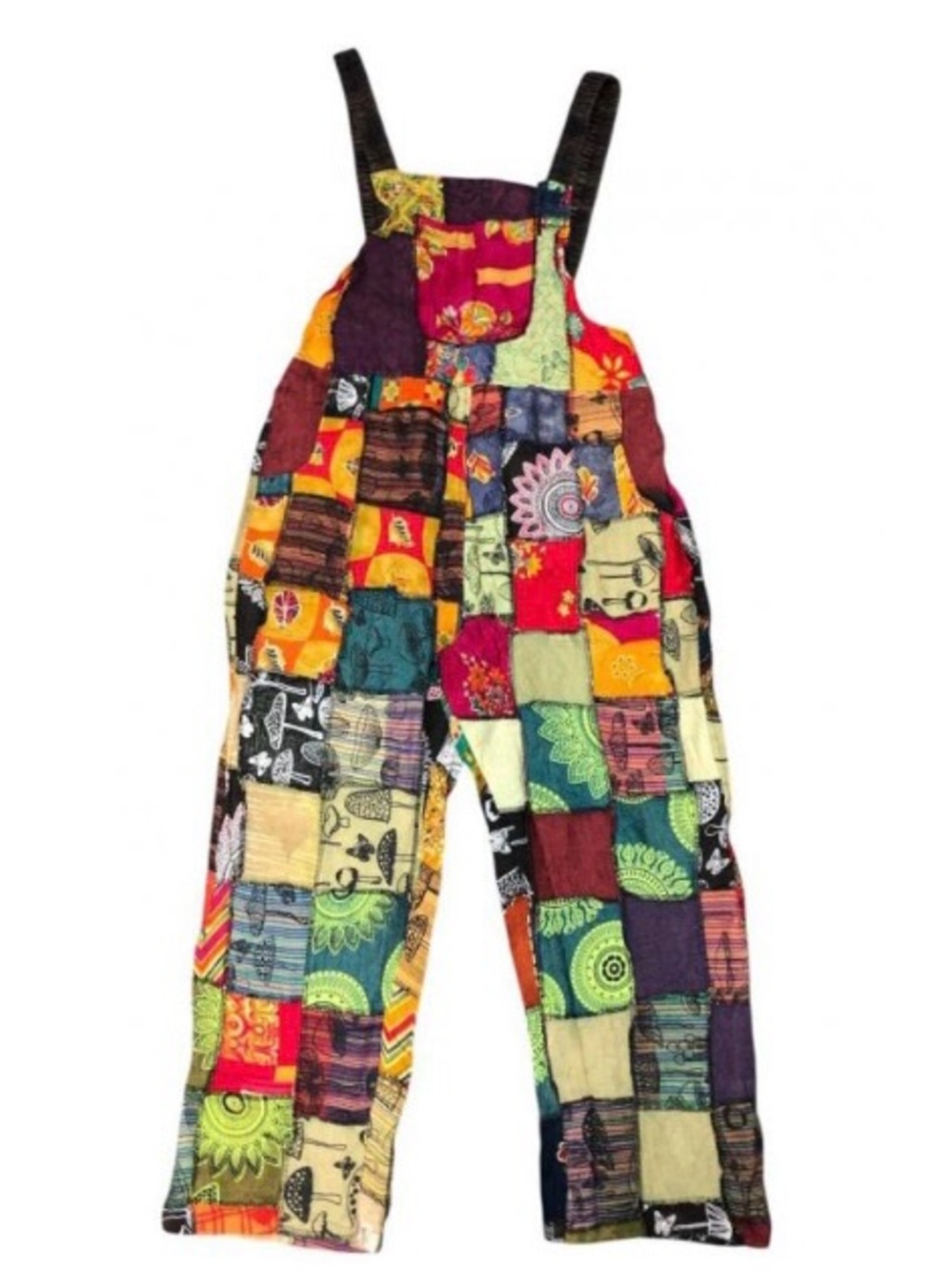 Boho Cotton Multi Color Patchwork Jumpsuit Overall